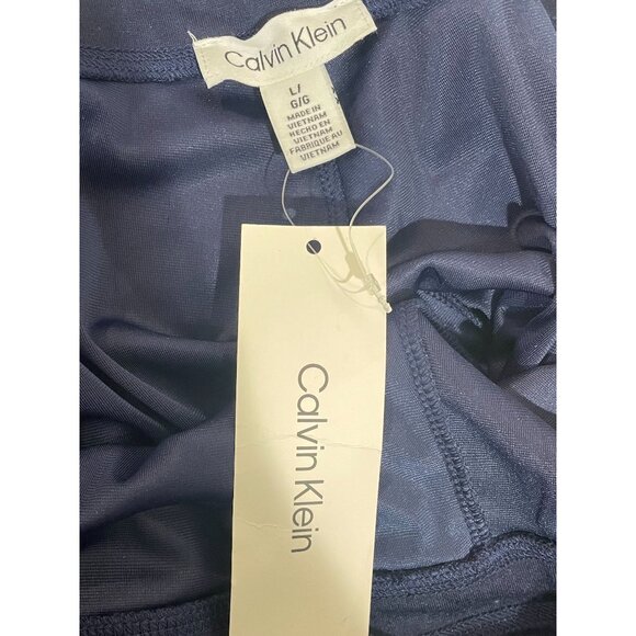 Calvin Klein Navy Crushed Velvet Lounge Pants Large Drawstring Waist - Picture 8 of 12